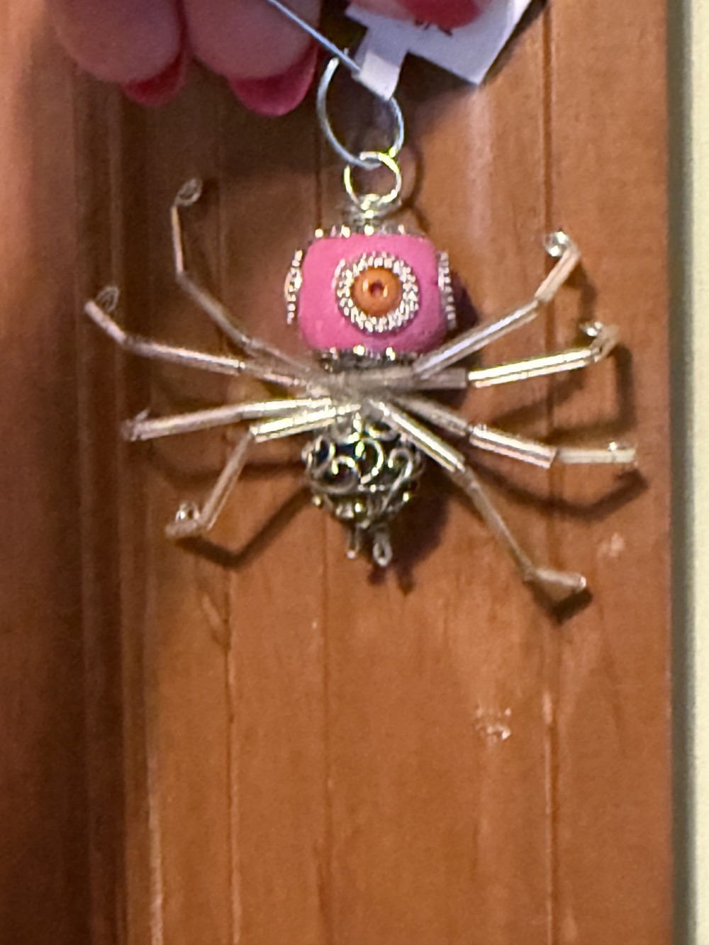 Ornament Spider Bright Pink & Silver
