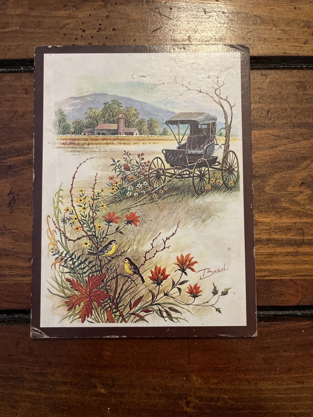 1970s Farm scene wall plaque 6”x8”