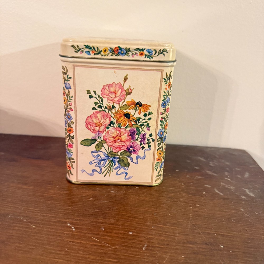 Hallmark Cream Floral Bouquet Lidded Tin