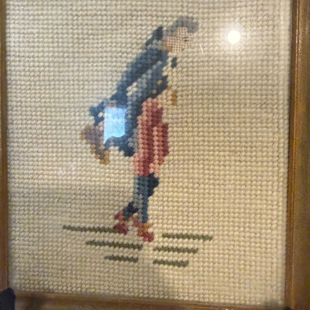 Framed Needlepoint Colonial Figure