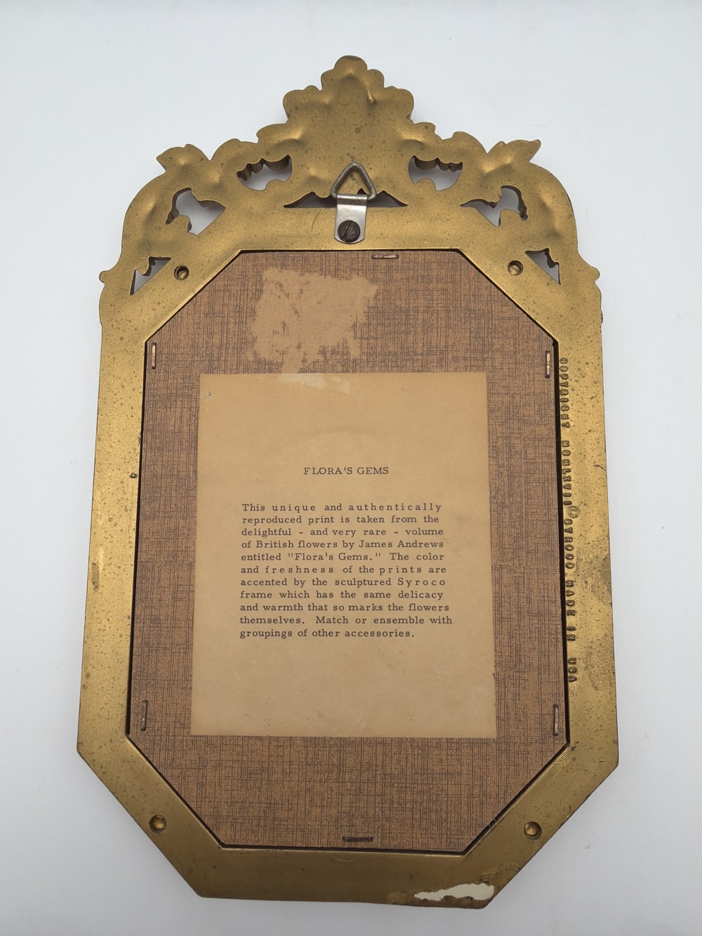 1967 Syroco Floras Gems Floral Plaque