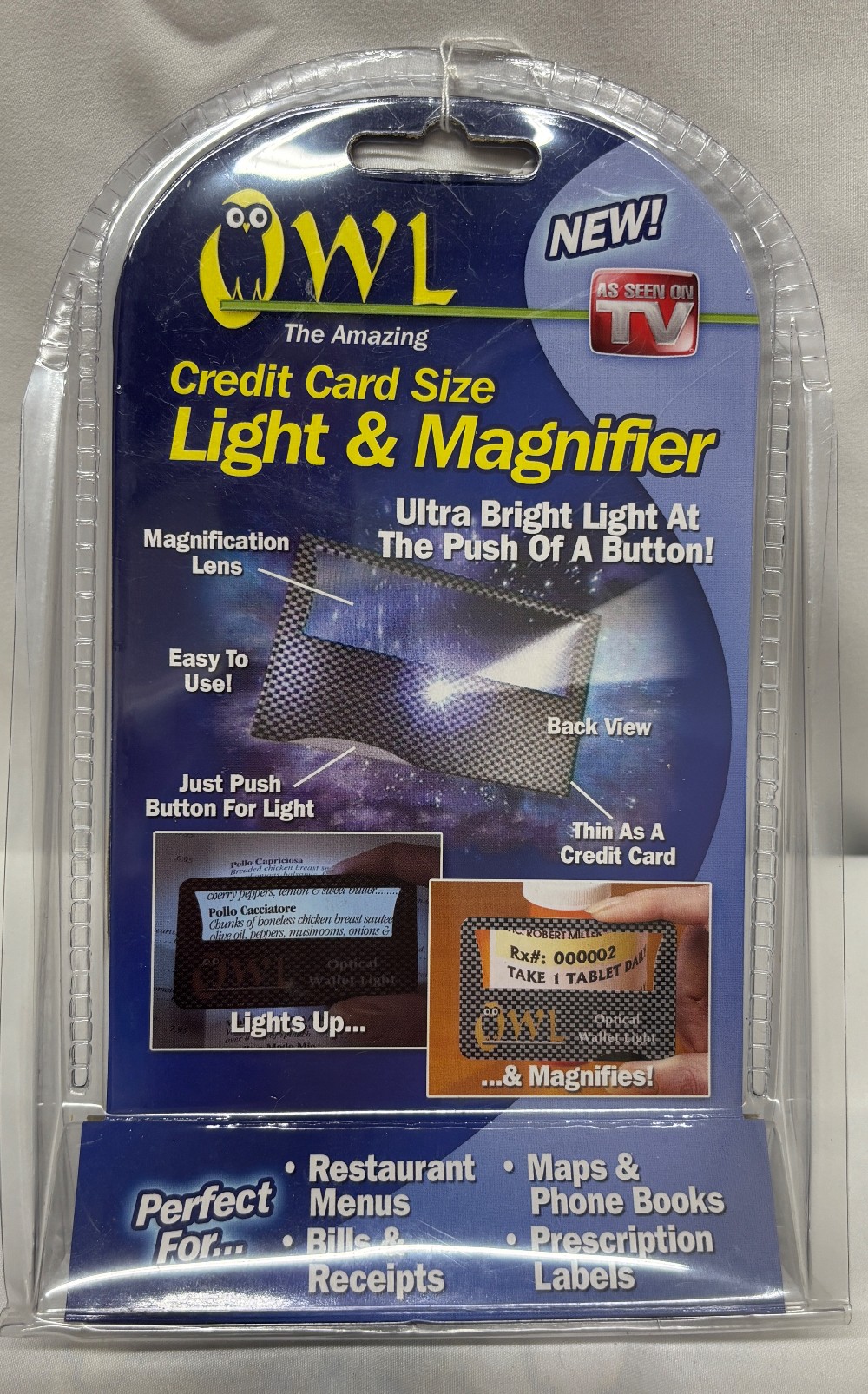 Office OWL Credit Card Size Light & Magnifier sealed