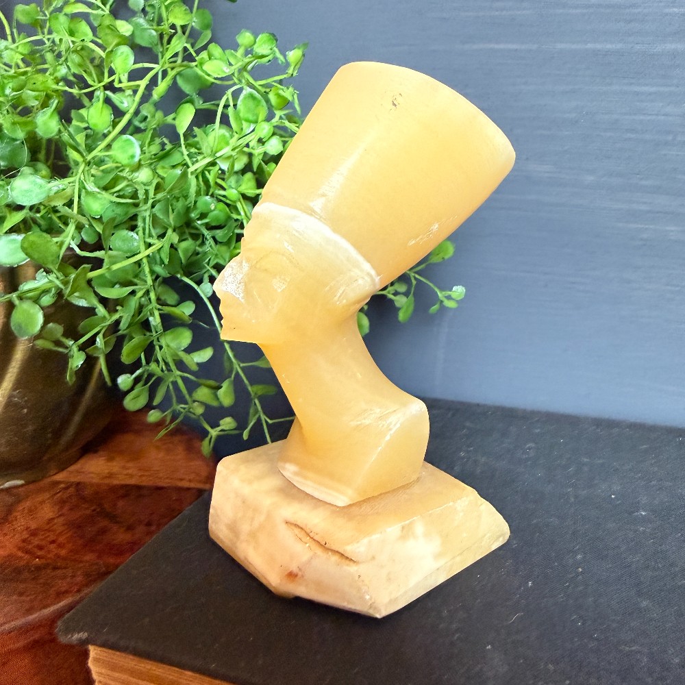Carved Alabaster Nefertiti Bust Egyptian