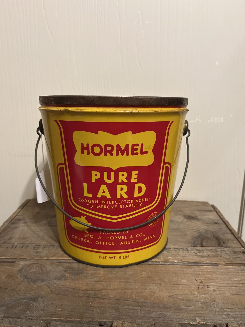 Vtg Hormel 8 lb Lard Pail - no lid