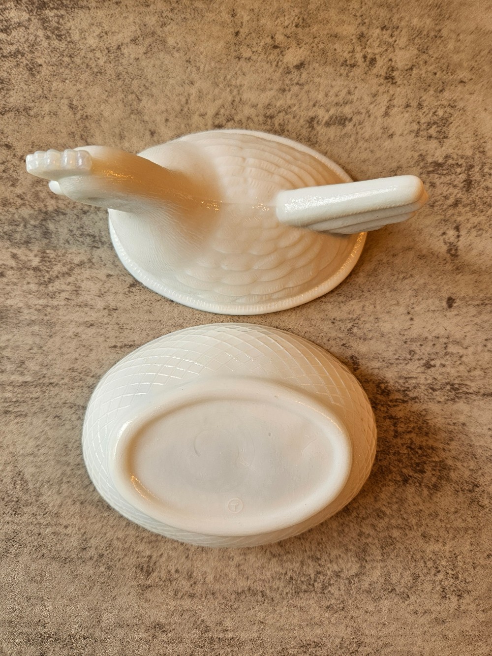 White milk glass hen on nest