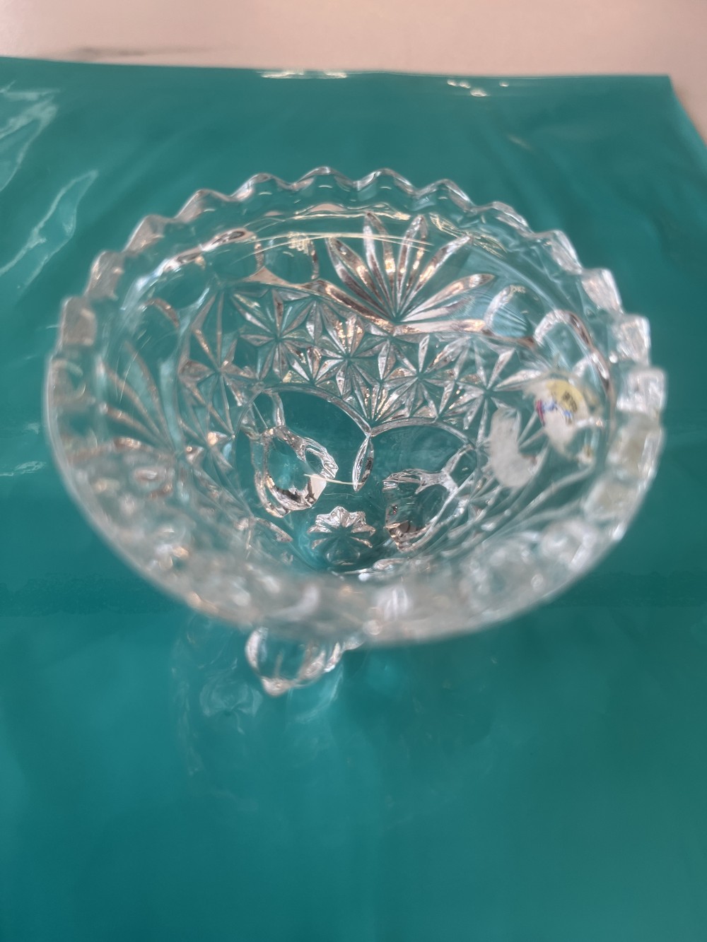 Vtg 3-footed bird trinket 24% lead crystal bowl
