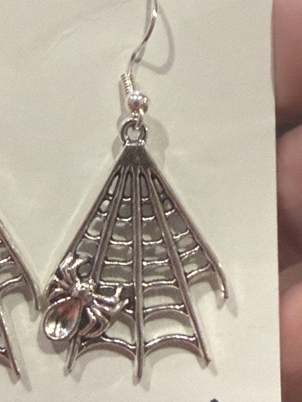 Earrings - Spider Web Triangle with Spider