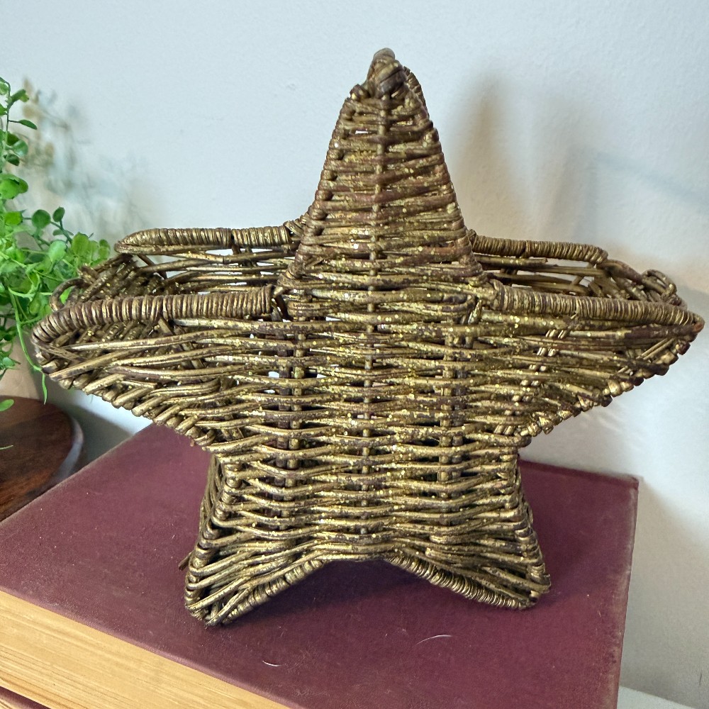 Gold-Painted Wicker Star Basket
