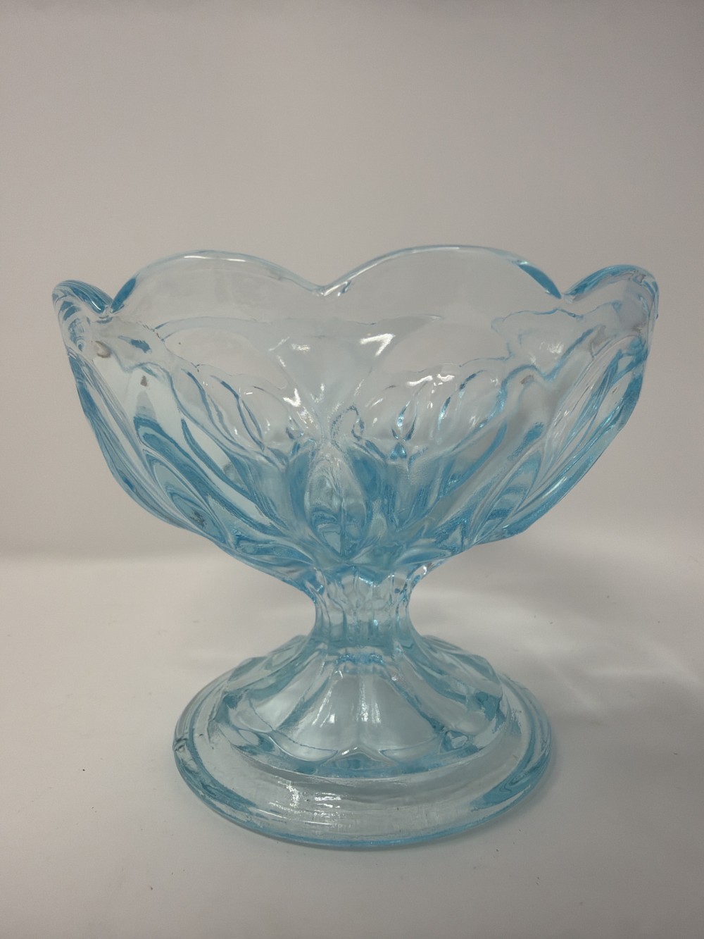 Ice Blue Footed Glass Compote