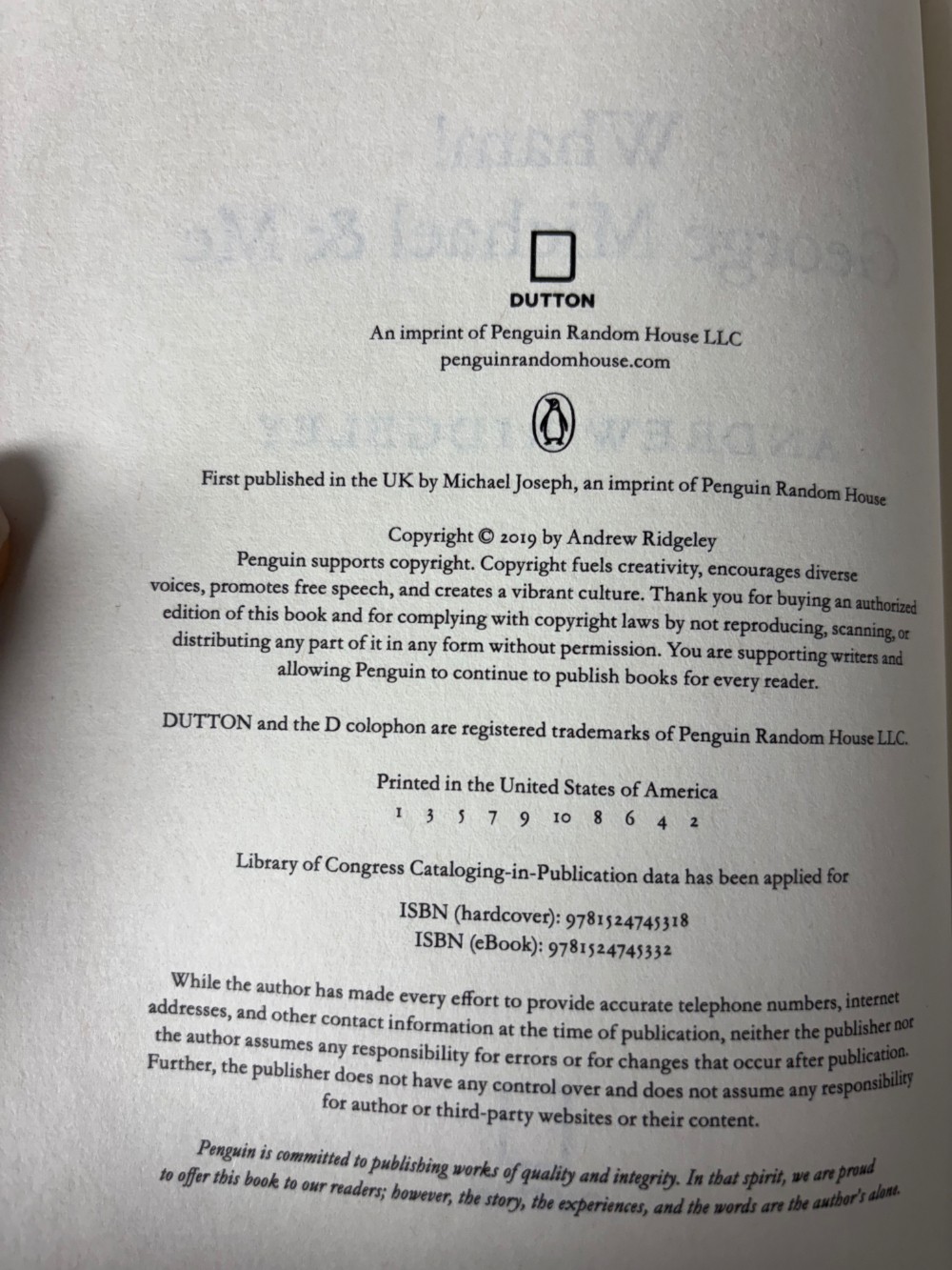 Wham George Michael and Me Andrew Ridgeley Memoir Hardcover 2019 Dutton