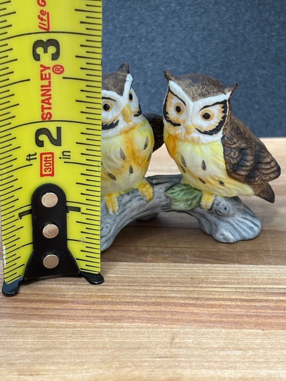 Lefton Hand Painted Owl Pair on Branch Figurine #00753 Taiwan Owls Vintage