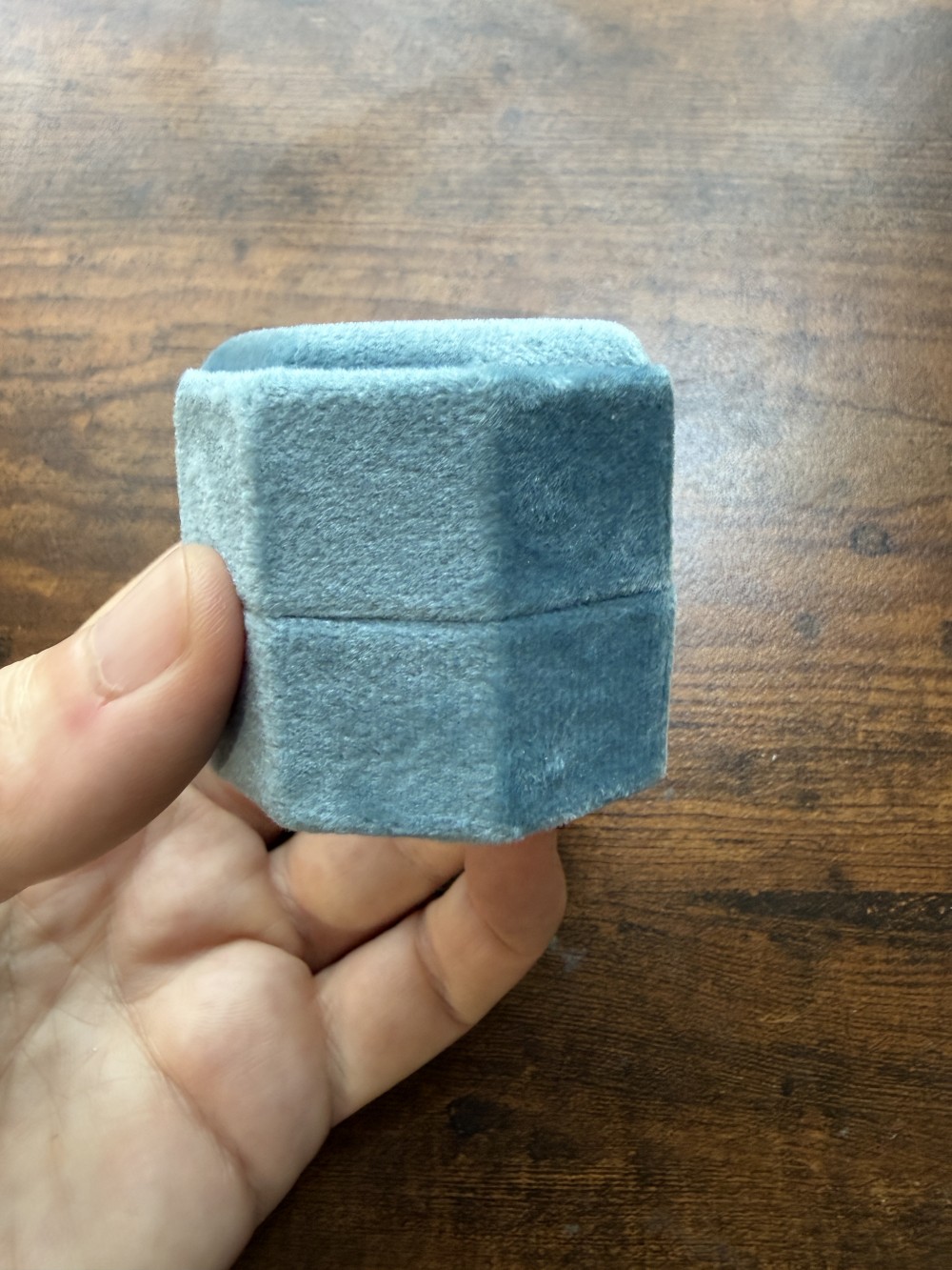 Velvety blue ring box