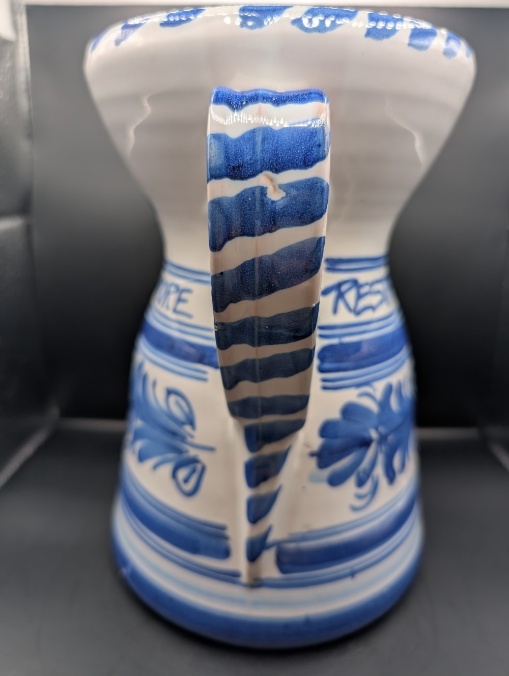 Hand-painted pottery pitcher 8.5