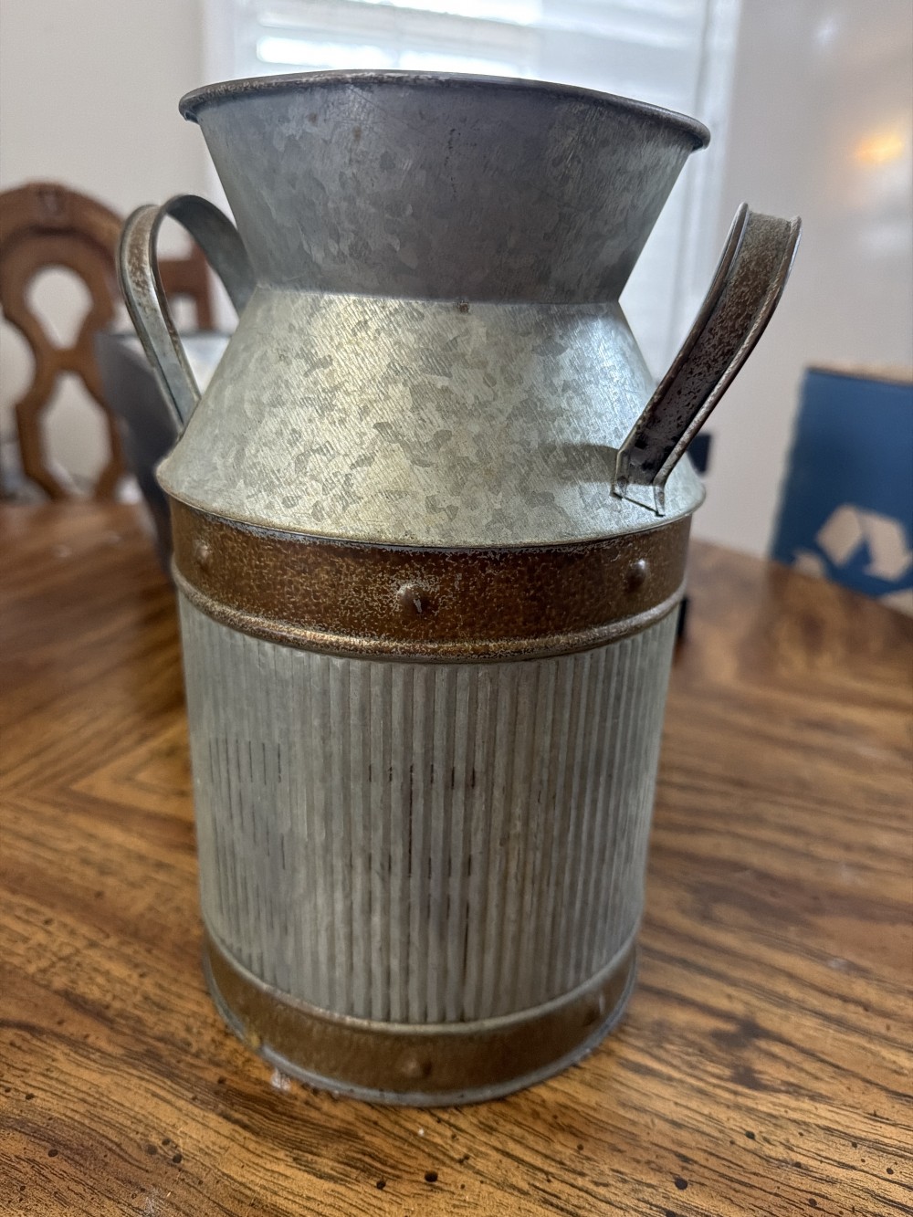 Small galvanized milk jug