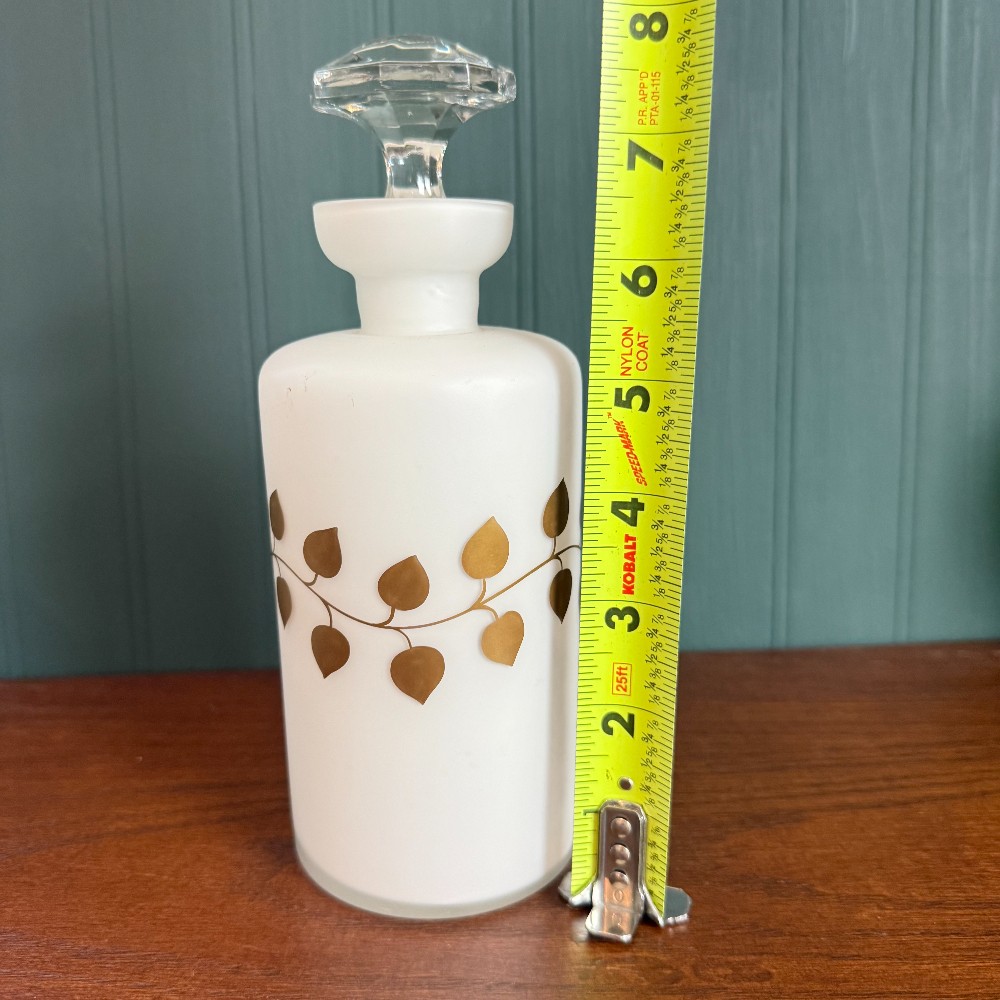 Irice West Germany Satin Glass Bottle with Gold Leaf Vine