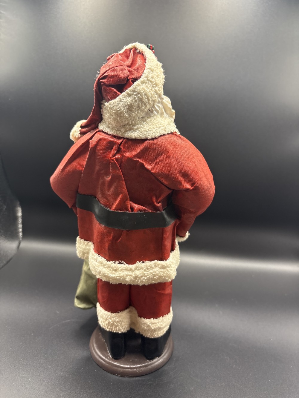 Santa With Green Sack Figurine Paper Mache and Ceramic ~10.5 in H