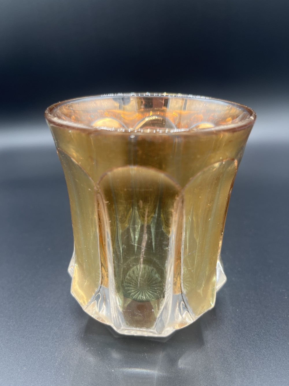 Vtg Set of 6 Amber faceted tumblers