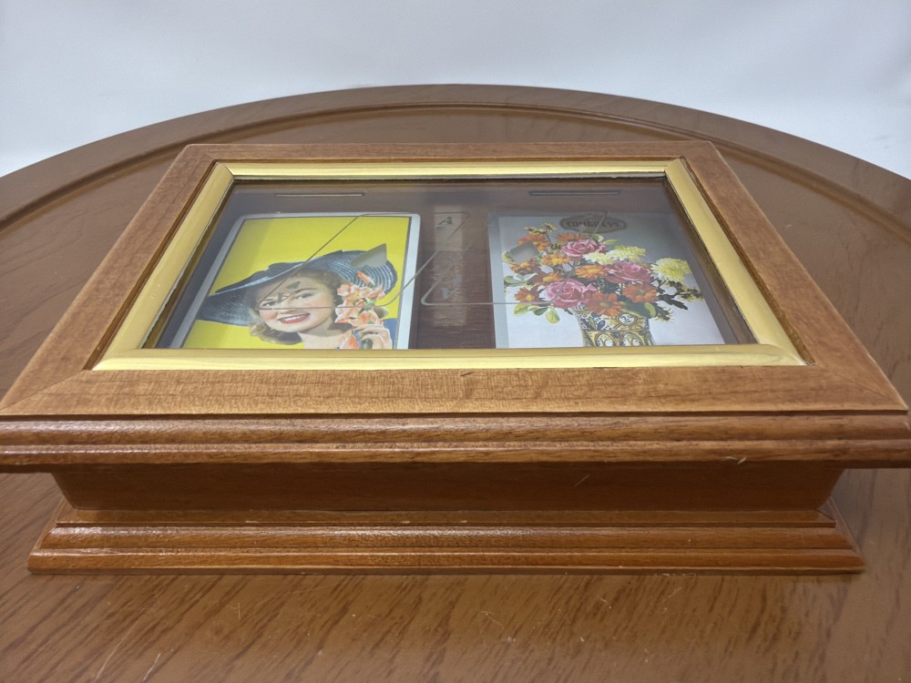 Vtg Playing Card Box with Glass Lid
