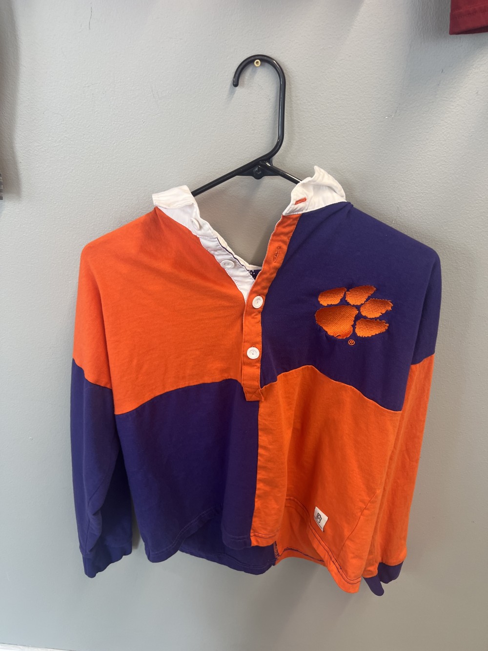 Long sleeve collared Clemson shirts, medium