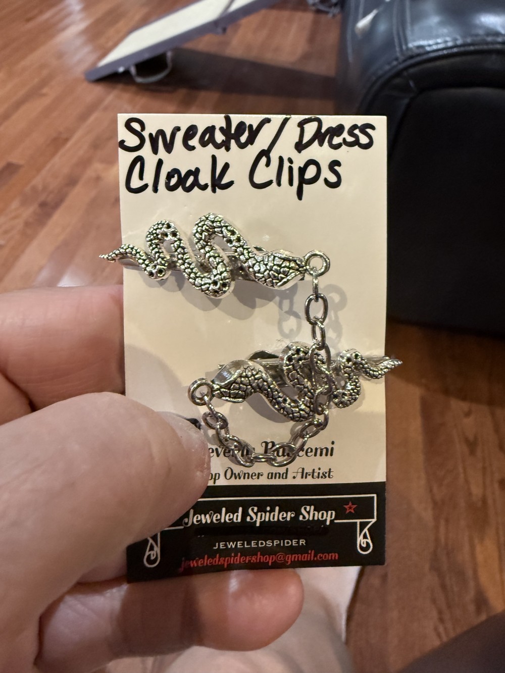 Sweater clips - Serpents, Snakes in Silver, Cloak Clips, Dress Clips