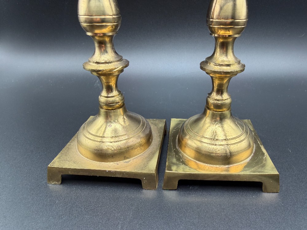 Vintage Andrea by Sadek Solid Brass Candlesticks Pair Square Base Made in India