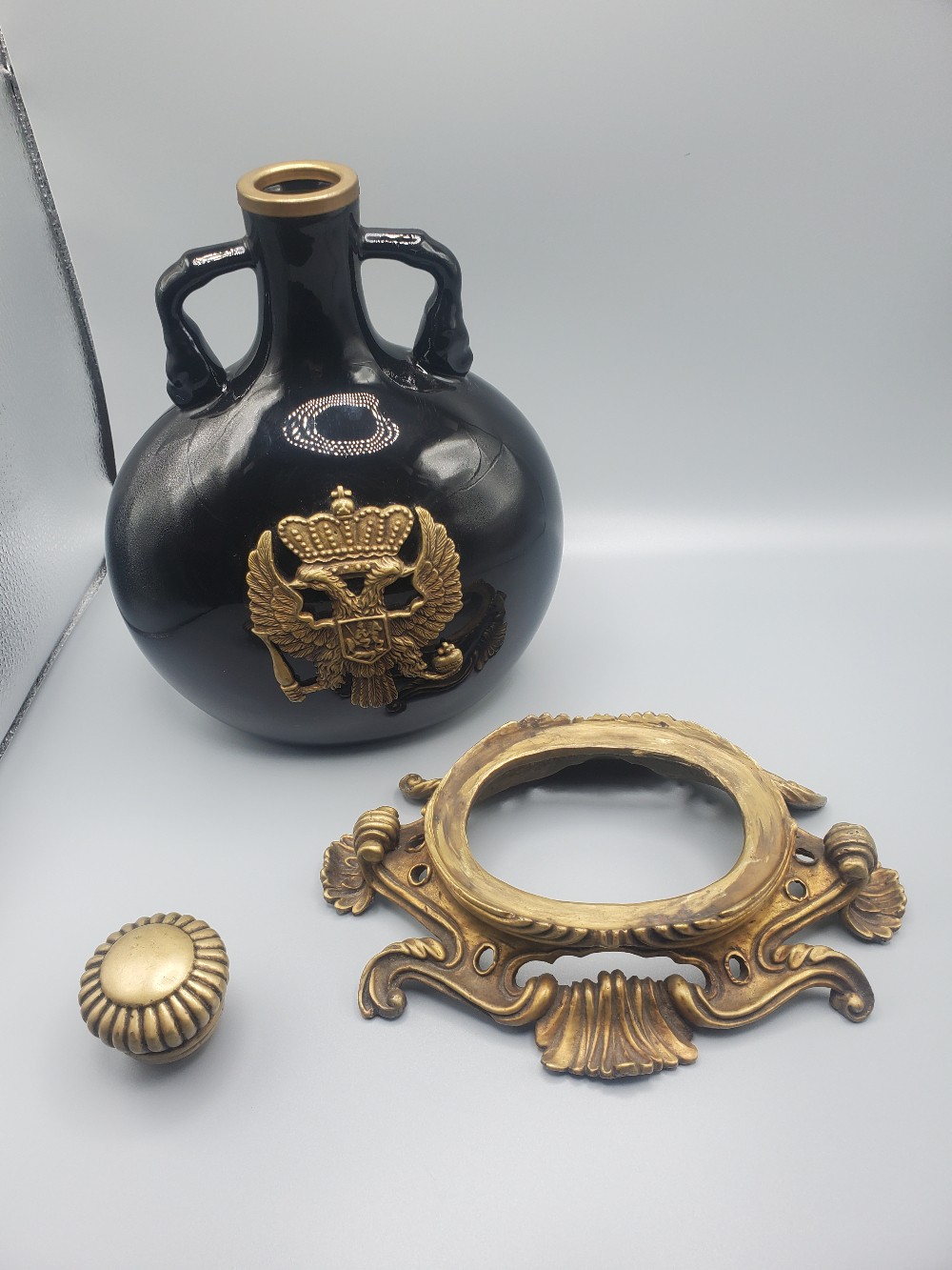 UWPF Glossy Black Porcelain Romanov Decanter