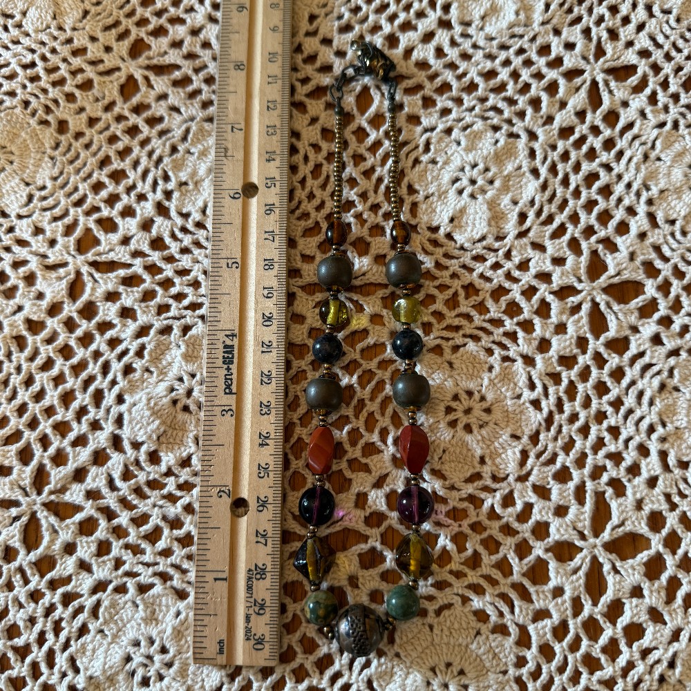 Artisan Mixed Bead Necklace Moody Tones