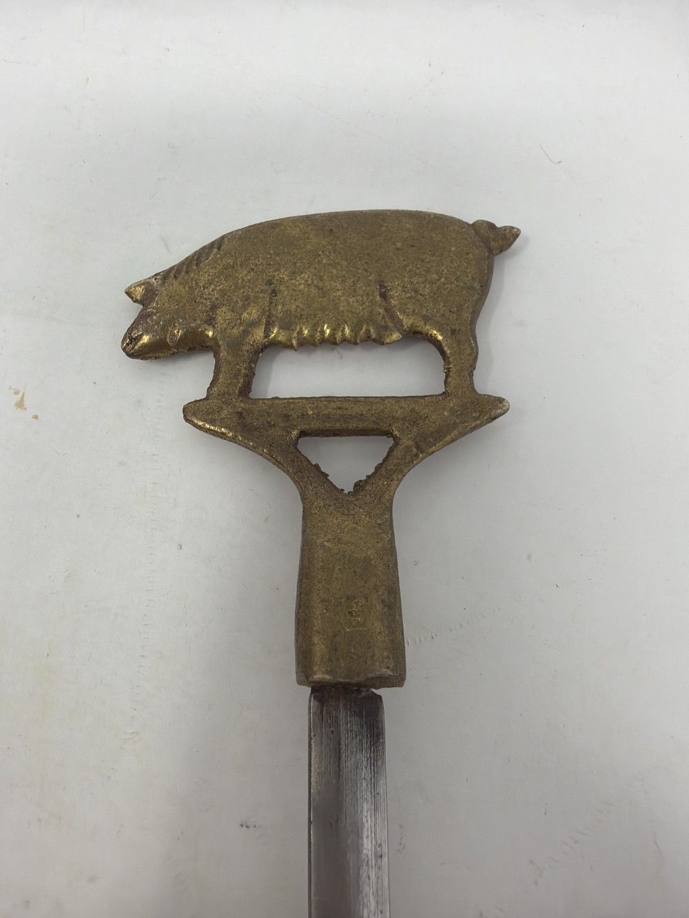 Vintage Brass & Stainless Steel Pig Skewer