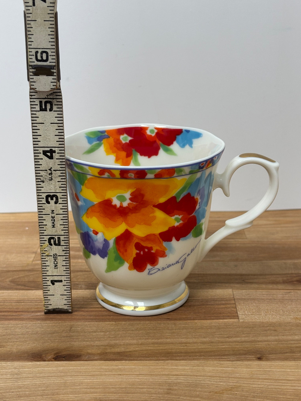 Tiziana Gallo Italy Floral Porcelain Coffee Mug Made in Japan Gold Trim