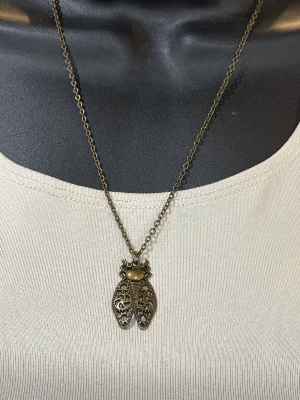 Pendant Necklace - Steampunk Insect in Bronze, Fly