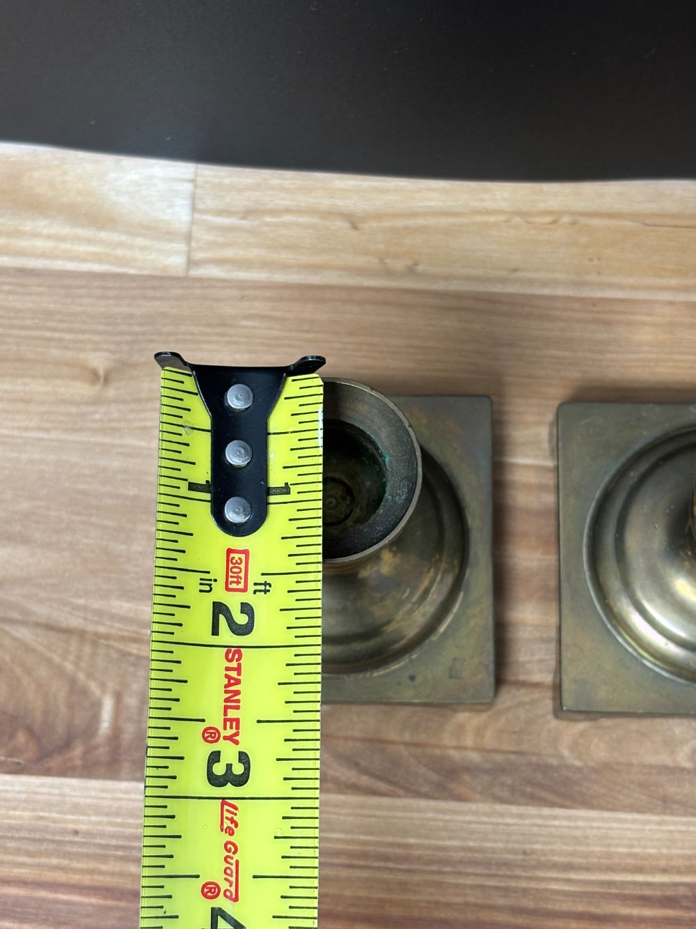 Brass Candlestick Holders Pair Square Base Footed Taper Candle Holders