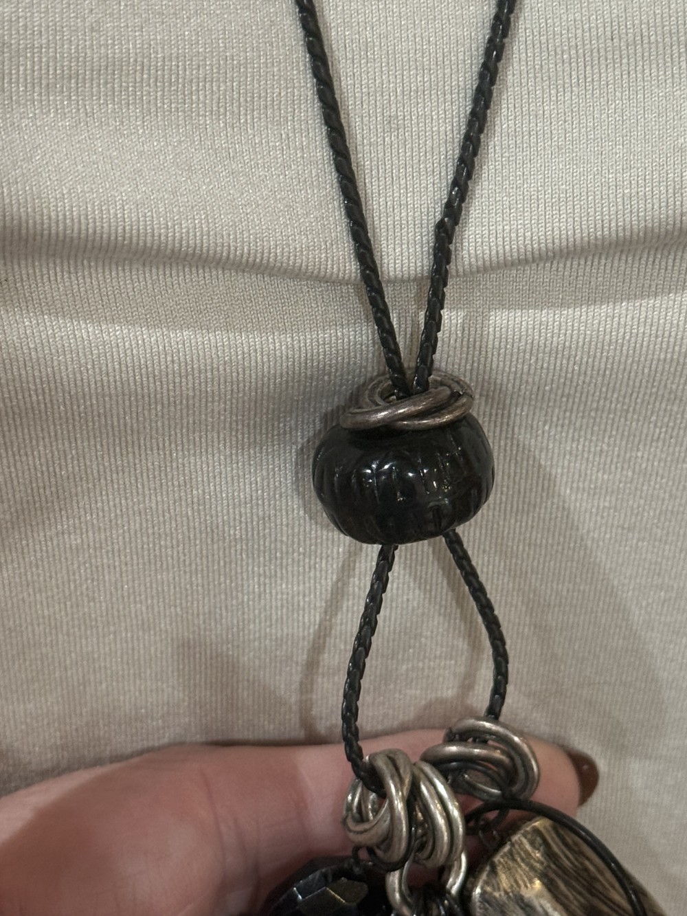 Long Necklace - Black Pewter Black Chain