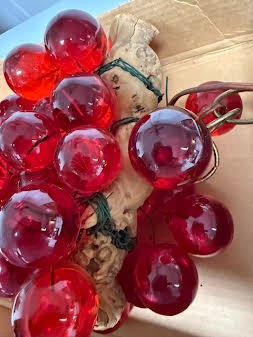 MCM Red Lucite Grapes Swag Lamp
