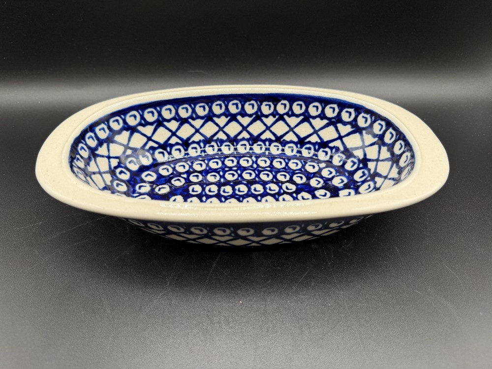 First Quality Zakłady Ceramiczne Bolesławiec Polish Pottery Oval Bowl - Peacock Eye
