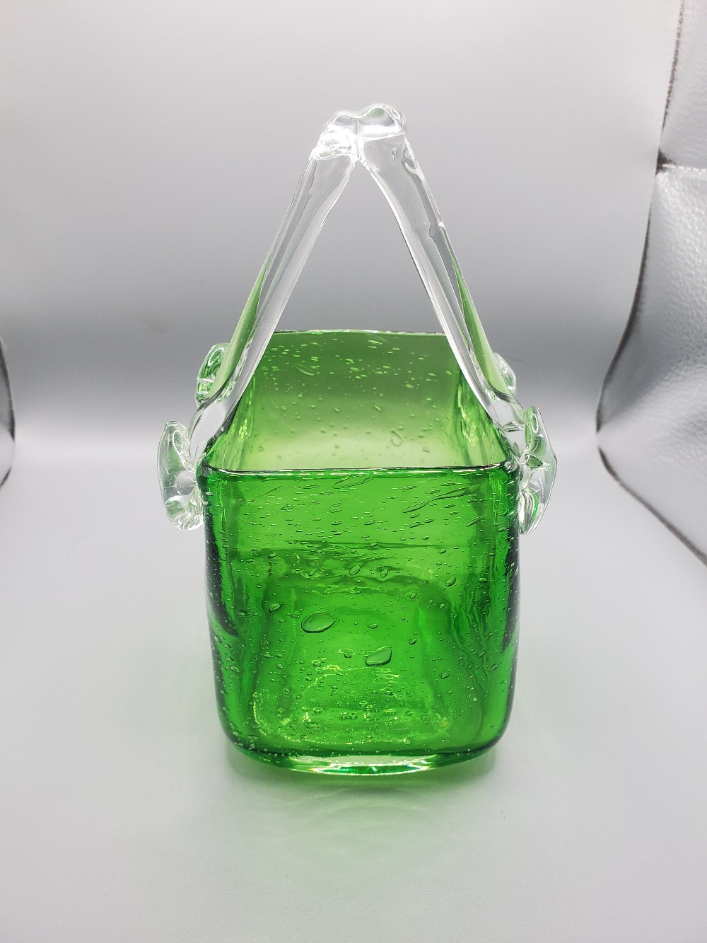 Vintage Hand-Blown Green Glass Bubble Purse