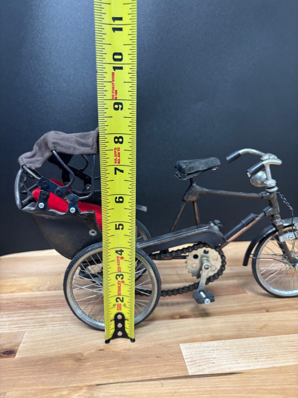 Vintage Metal Bicycle Rickshaw Pedicab with Canopy 14 Inch