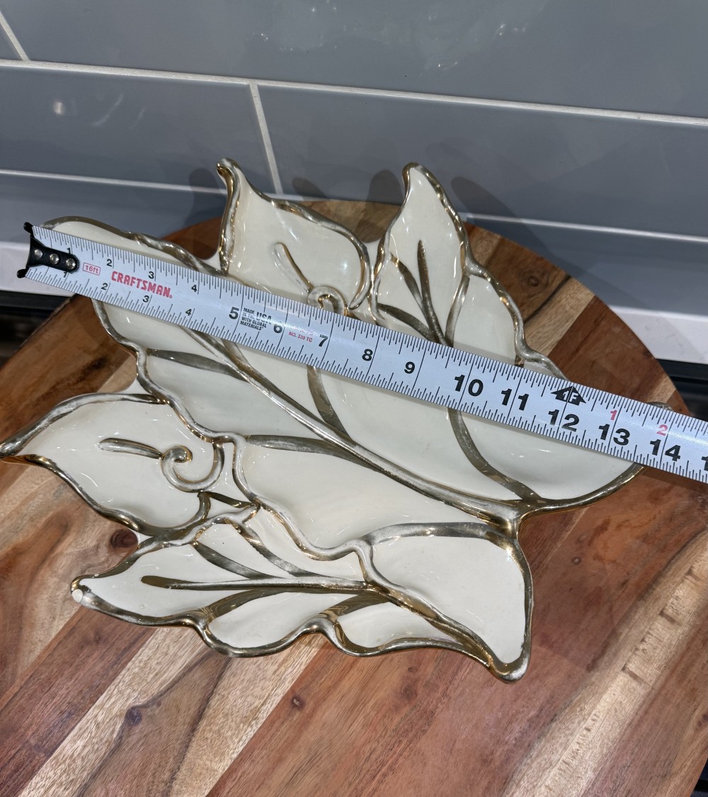 Vintage Gold-Trimmed Serving Dish