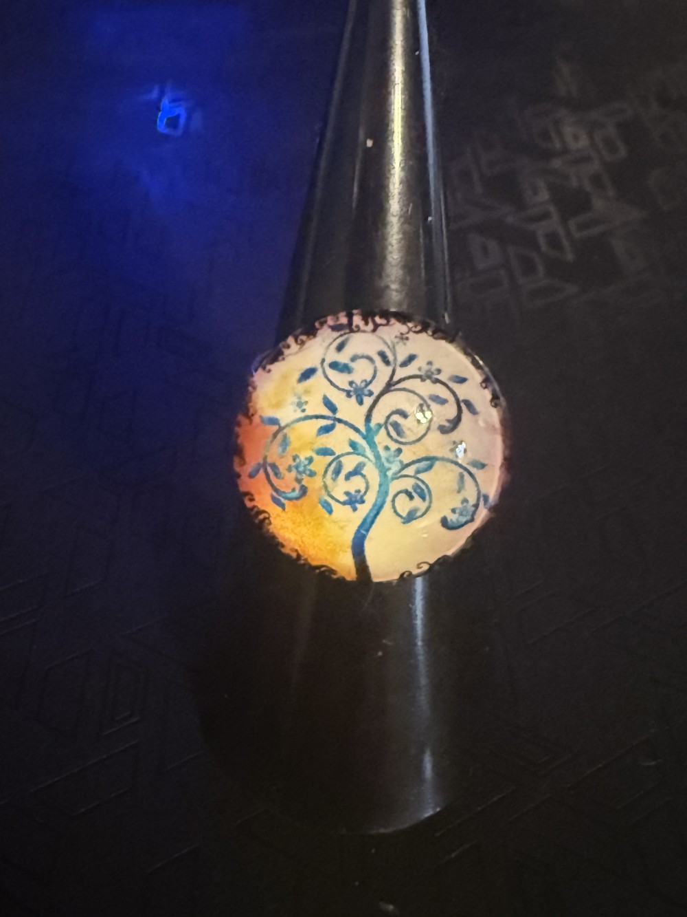 Adjustable Ring - Tree of Life Blue and Purple