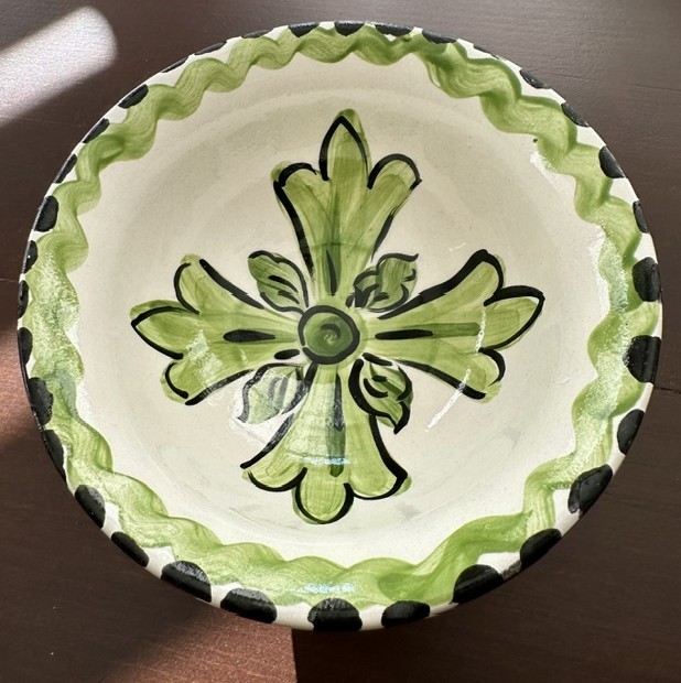 Signed Mustard Seed Hand Painted Pottery Bowl