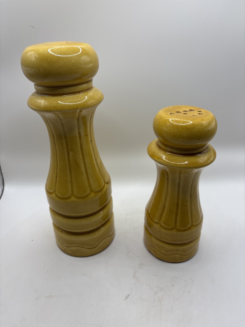 Apco Yellow Tall Salt and Pepper Shakers As-is