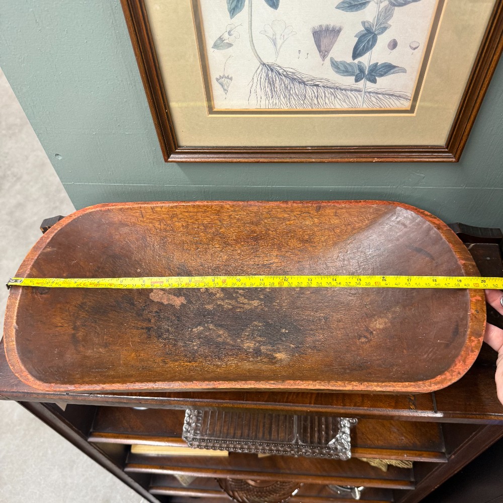 Antique Primitive Carved Wooden Dough Bowl Long Oval