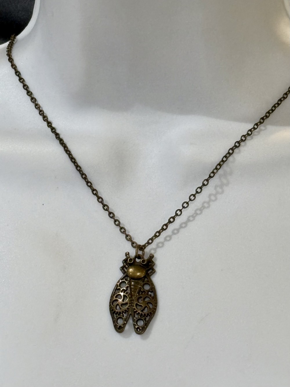 Pendant Necklace - Steampunk Insect in Bronze, Fly