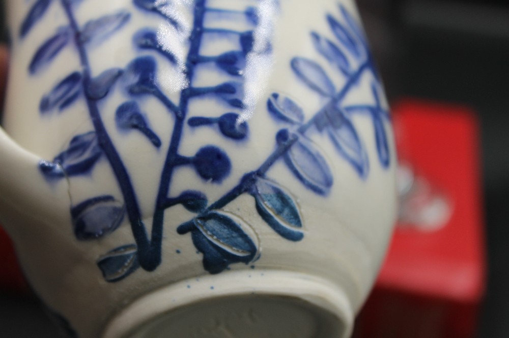 Handmade studio pottery mug blue/white
