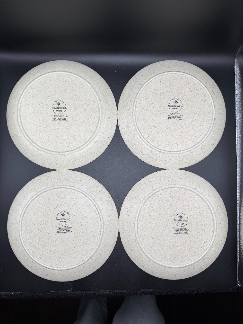 Royal Doulton Lambethware Florinda Plates - Set of 4 Retro Stoneware LS1042 Made in England Vintage
