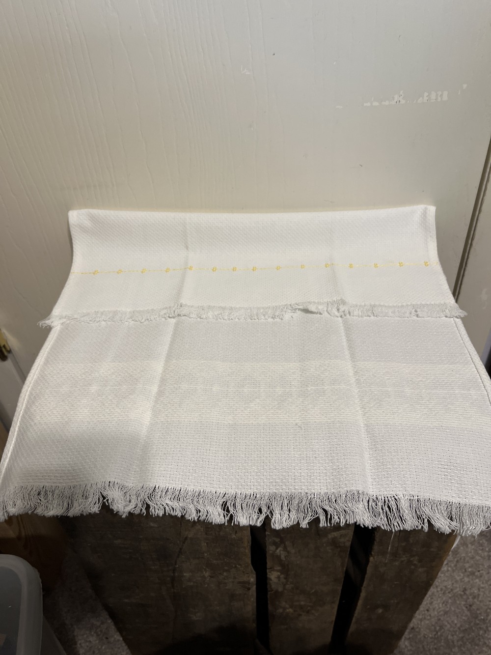 Embroidered Tea Towel - yellow