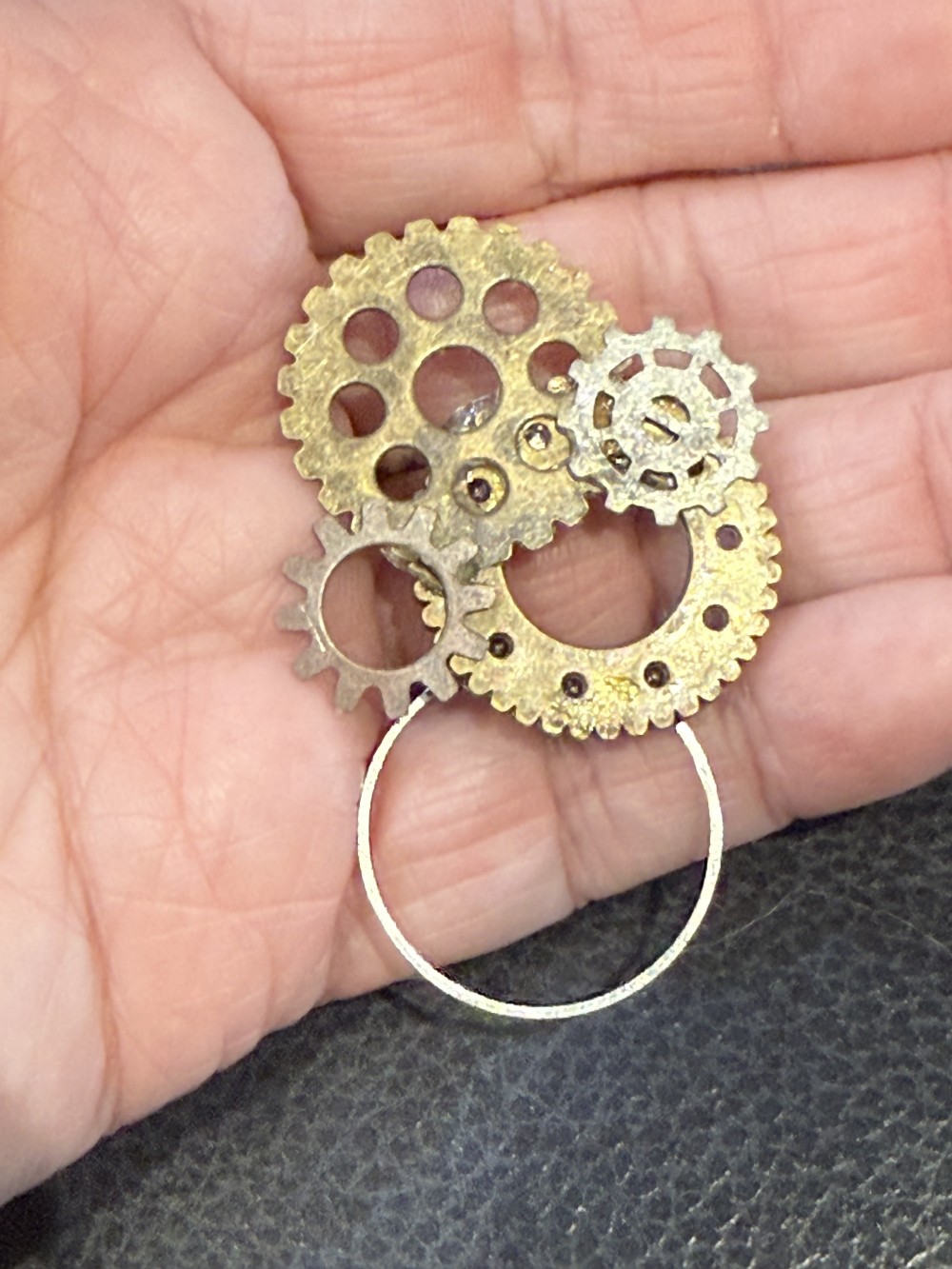 Eyeglass or ID Badge Holder Pin - SteamPunk Gears