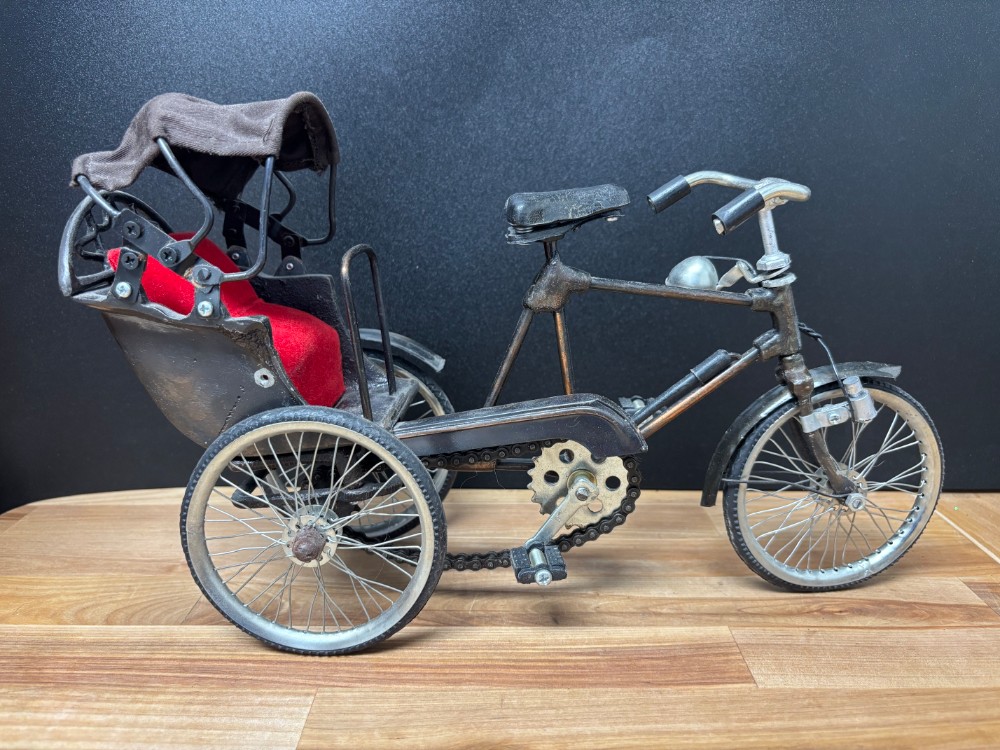 Vintage Metal Bicycle Rickshaw Pedicab with Canopy 14 Inch