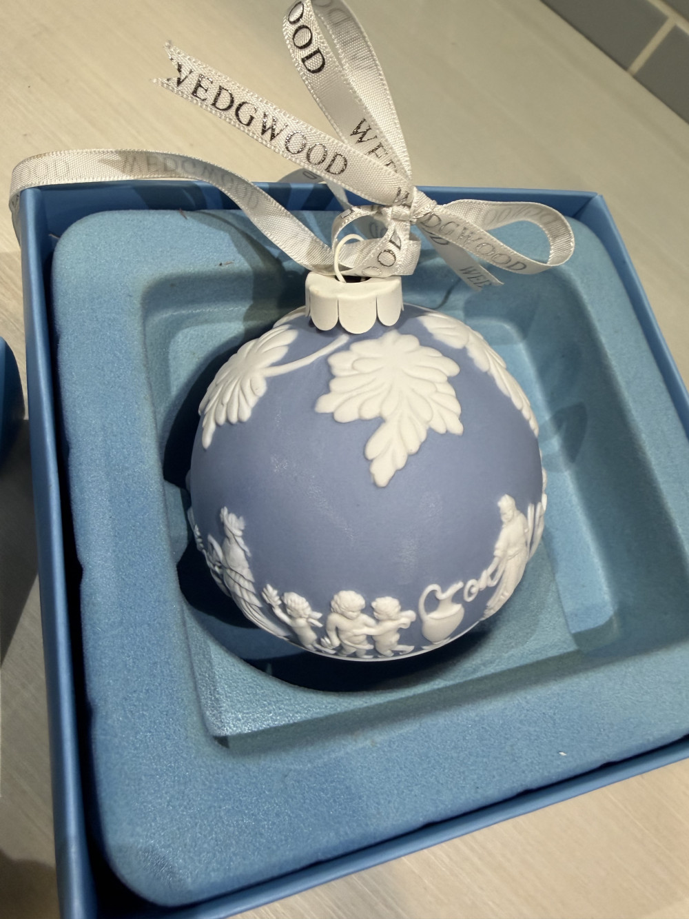 VTG Wedgwood Blue Jasperware Christmas Ornament