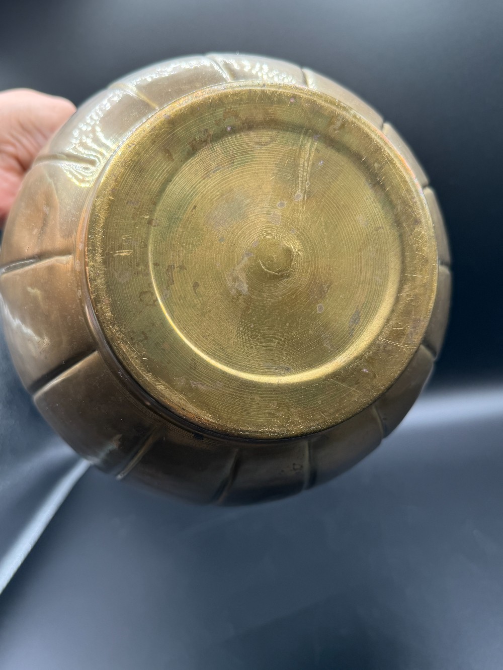 Vintage Mid-Century Hammered Brass Scalloped Jardinière Planter Pot