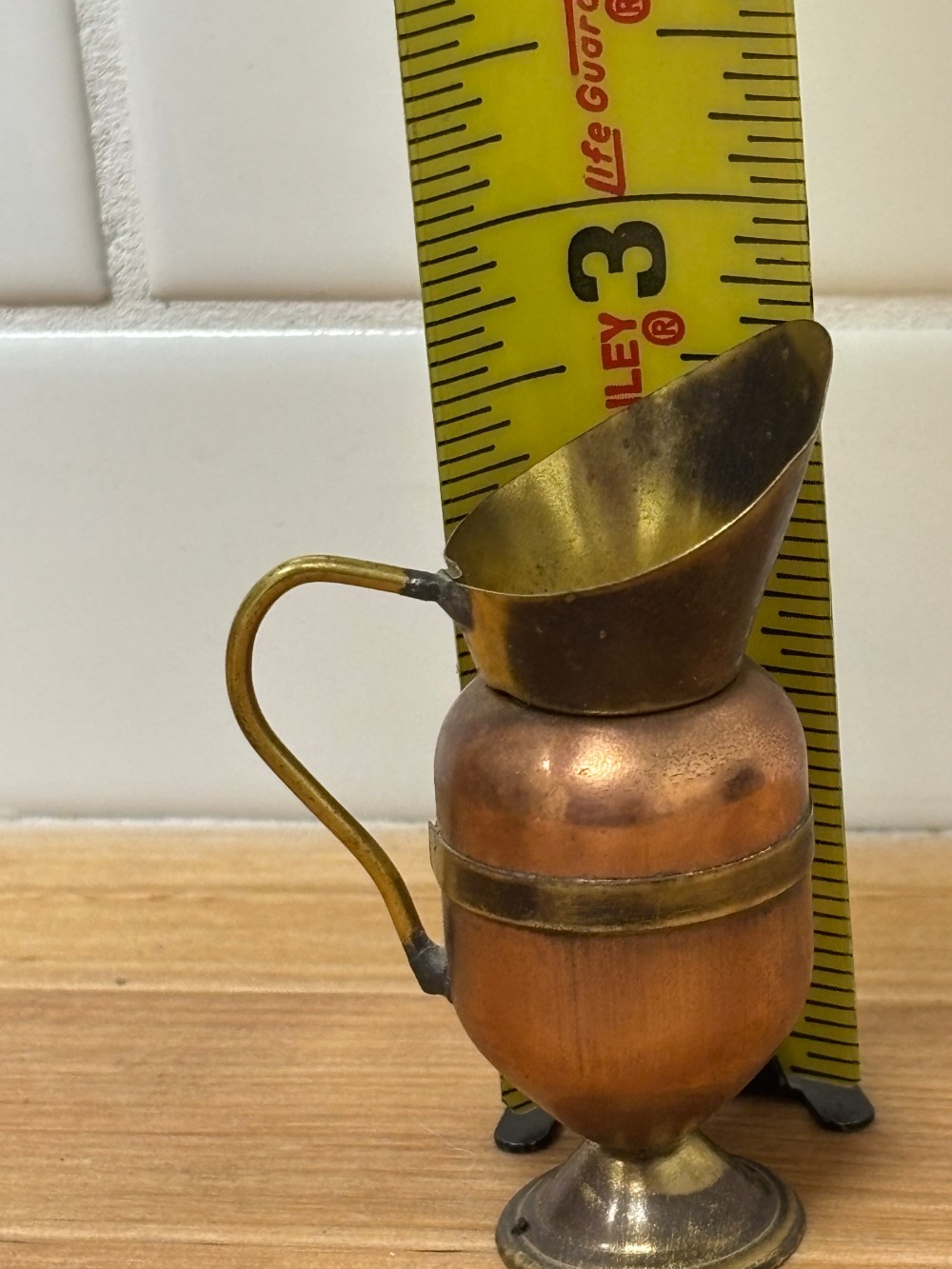 Miniature Vintage Ewer Pitcher Copper & Brass Dollhouse Decor Metalwork